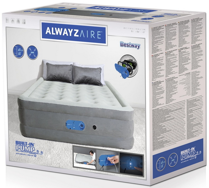 Надувная кровать Bestway Alwayzaire 203х152х46 см с автоподкачкой 67624 721_650