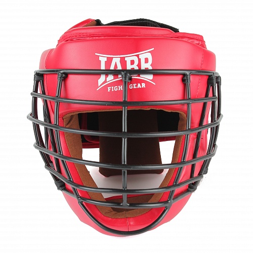 Шлем для рукопашного боя с защитной маской .(иск.кожа) Jabb JE-6012, красный 500_499
