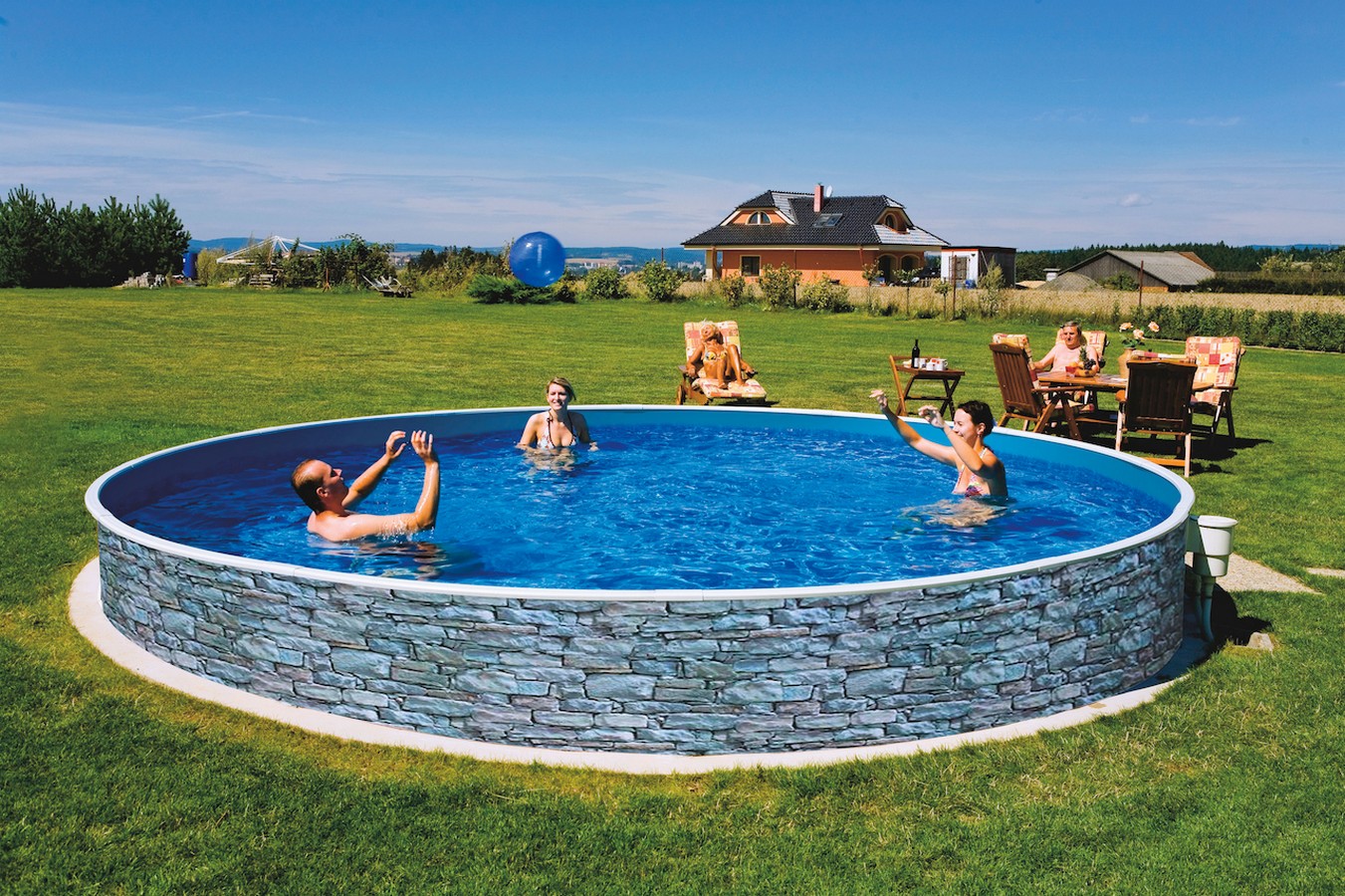Морозоустойчивый бассейн Azuro Stone круглый 5х1,2 м Premium 1351_900