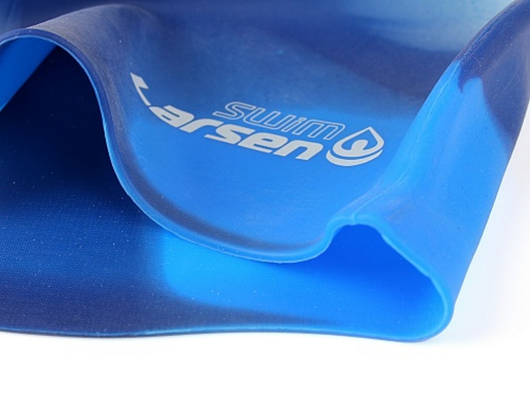 Шапочка плавательная Larsen Swim MC49 силикон, синий\белый 1067_800