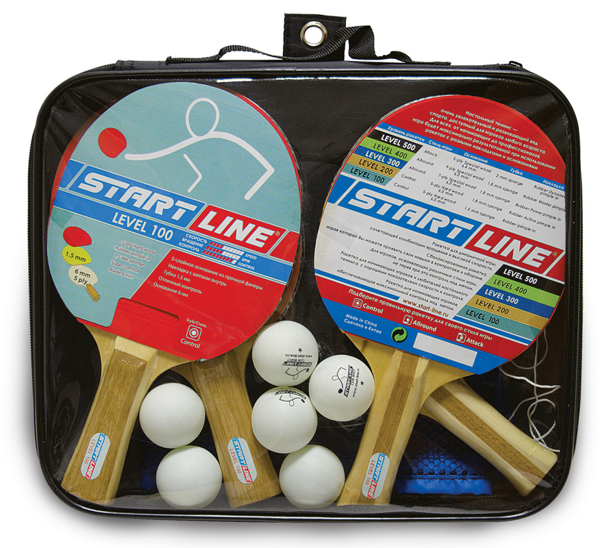 Набор для настольного тенниса Start line Level 100 4 ракетки 6 мячей 883_800