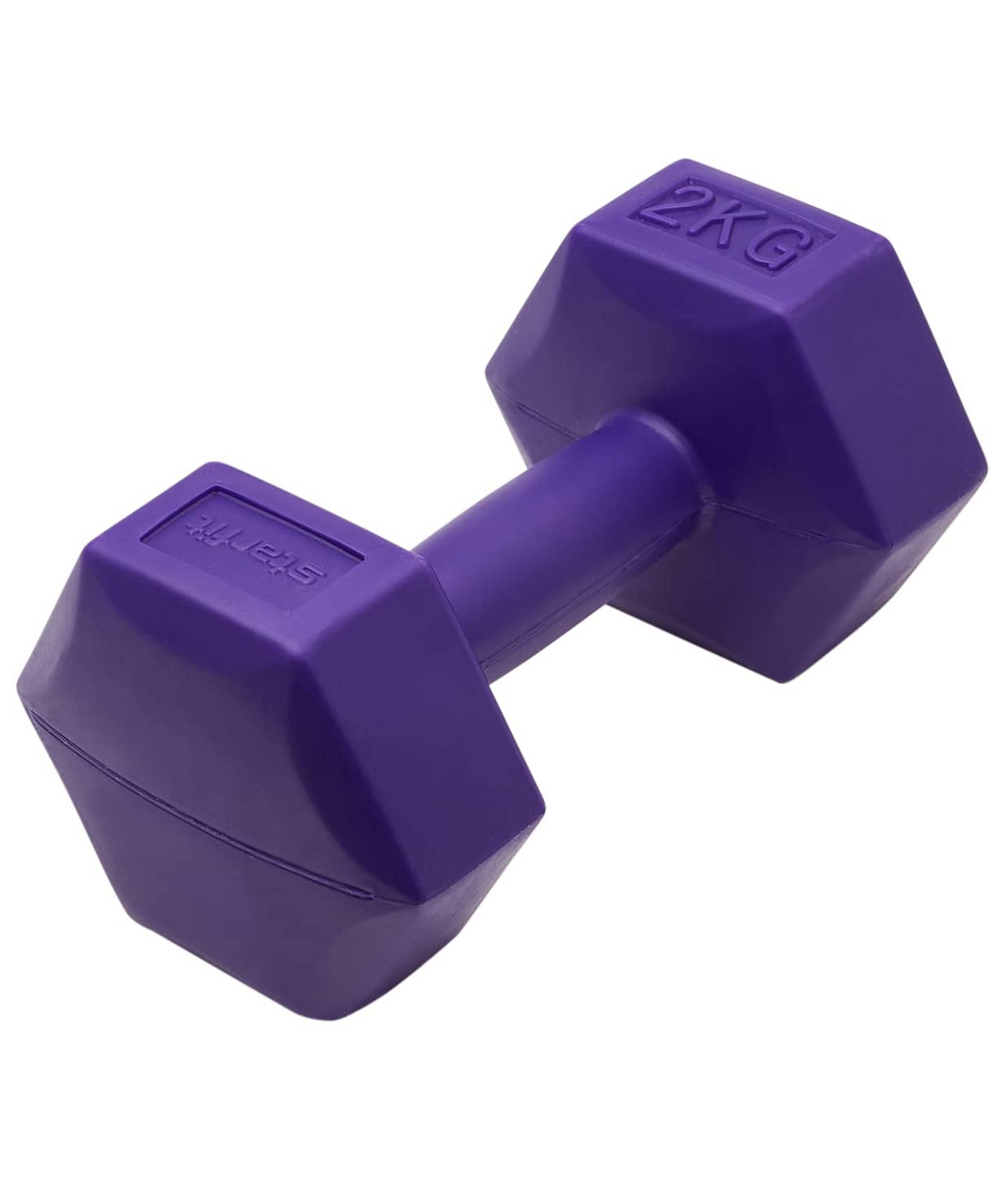 Гантель гексагональная, пластиковая 2 кг BaseFit DB-305 фиолетовый, 2 шт 1664_2000