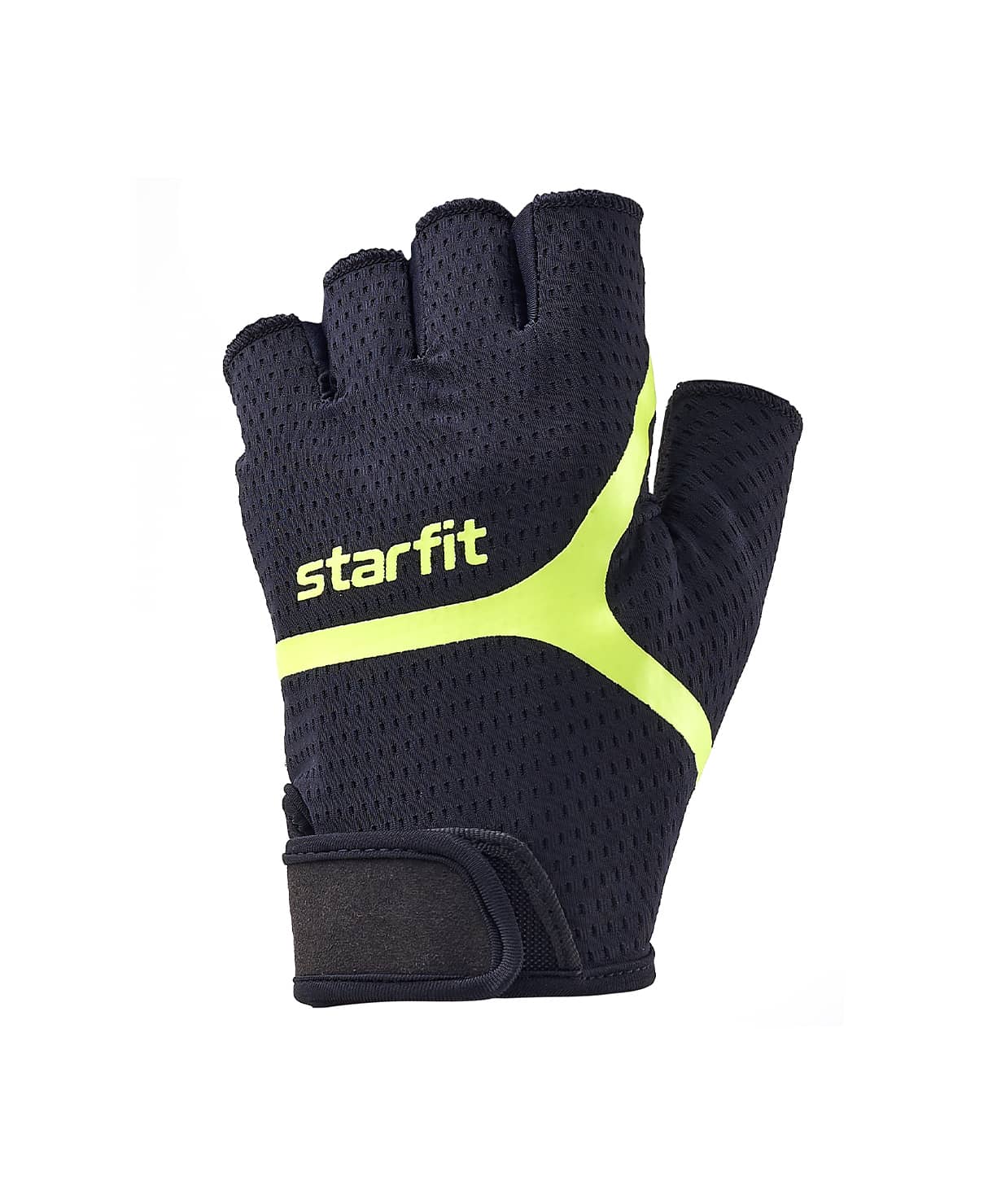 Перчатки для фитнеса Star Fit WG-103, черный/ярко-зеленый 1230_1479