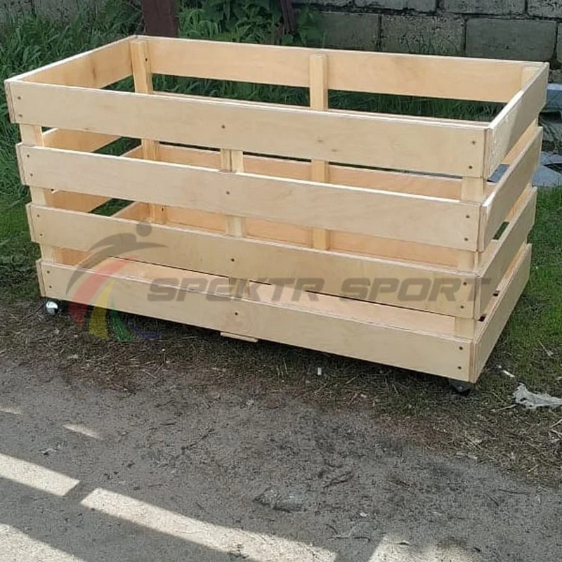 Контейнер для спортинвентаря деревянный передвижной Spektr Sport 800_800