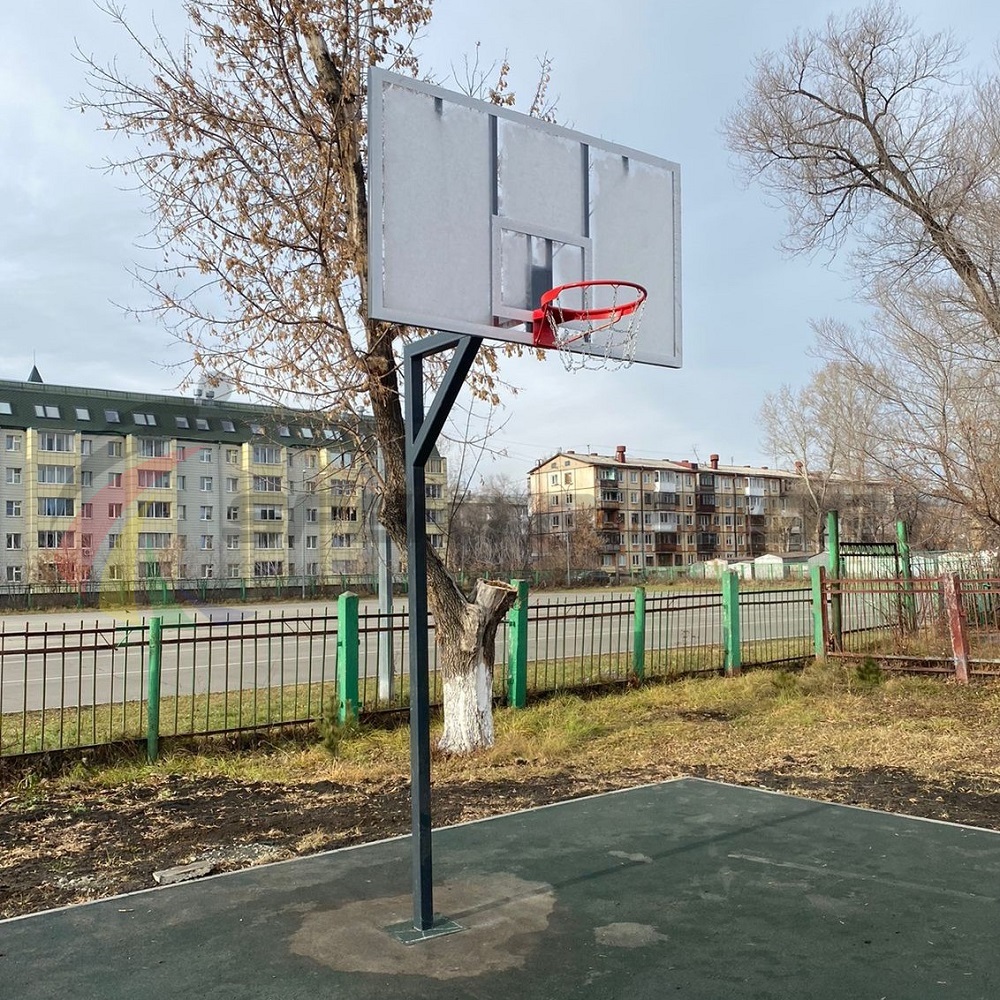 Стойка баскетбольная уличная упрощенная со щитом из оргстекла, кольцом и сеткой Spektr Sport SP D 412 1000_1000