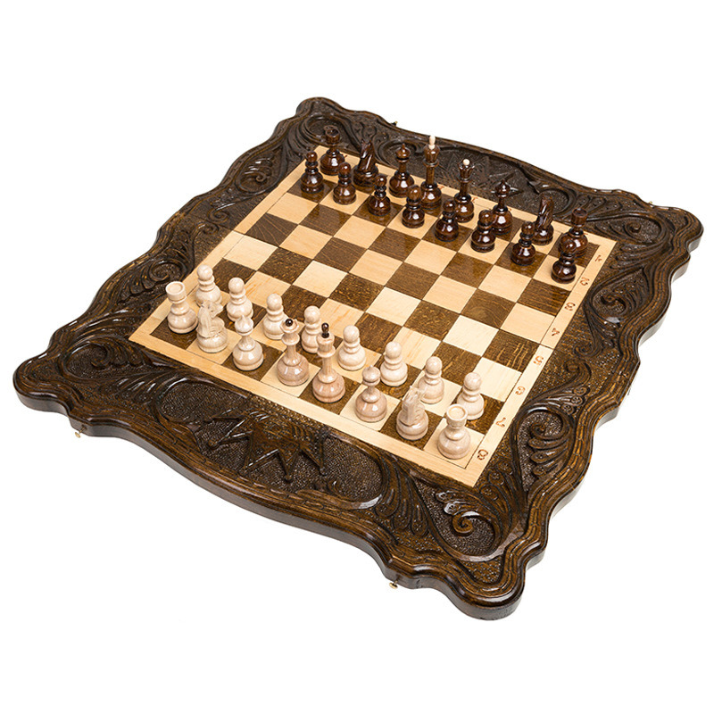 Шахматы + нарды Haleyan резные Корона 50 kh119 800_800