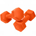 Гантель гексагональная, пластиковая 1 кг BaseFit DB-305 оранжевый, 2 шт 120_120