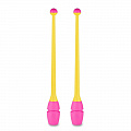Булавы для художественной гимнастики Indigo 41 см, пластик, каучук, 2шт IN018-YP желтый-розовый 120_120